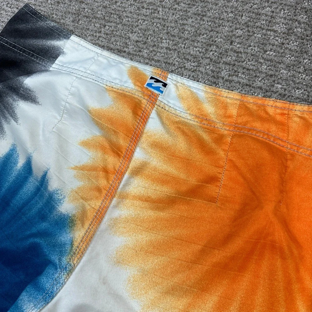 Billabong Mens Board Shorts Size 36 Tie Dye Sunburst Blue Orange Cargo Pocket